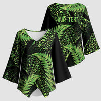 New Zealand Rugby Pacific Personalised Kimono Sleeve Blouse All Lime Maori Pasifika Fern Pattern - Polynesian Pride