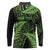 New Zealand Rugby Pacific Personalised Long Sleeve Polo Shirt All Lime Maori Pasifika Fern Pattern