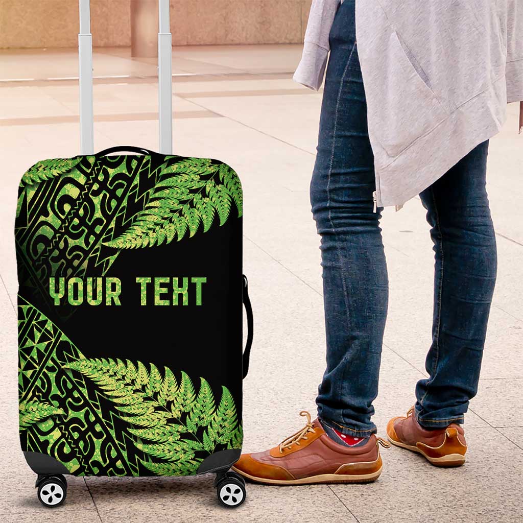 New Zealand Rugby Pacific Personalised Luggage Cover All Lime Maori Pasifika Fern Pattern
