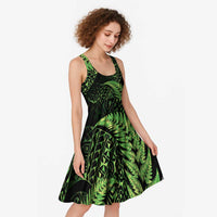 New Zealand Rugby Pacific Personalised Midi Dress All Lime Maori Pasifika Fern Pattern - Polynesian Pride