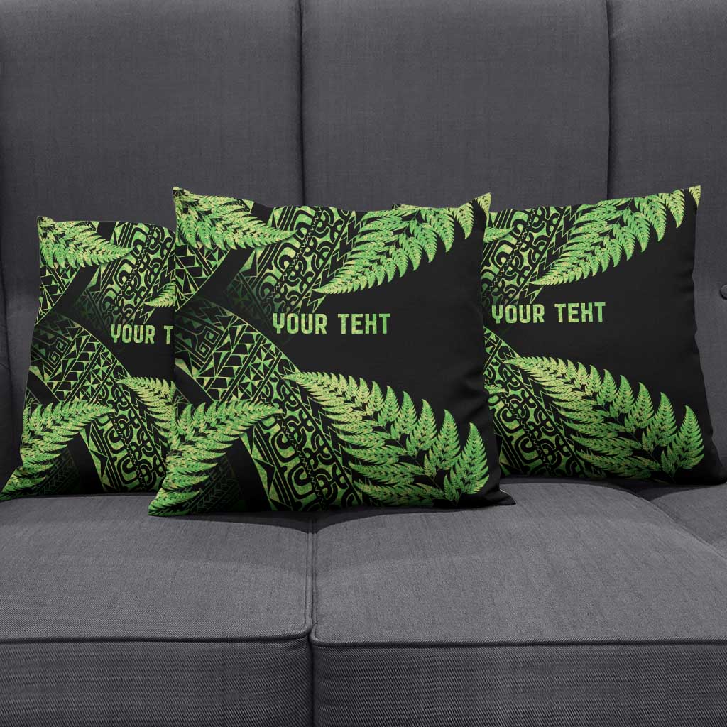 New Zealand Rugby Pacific Personalised Pillow Cover All Lime Maori Pasifika Fern Pattern - Polynesian Pride