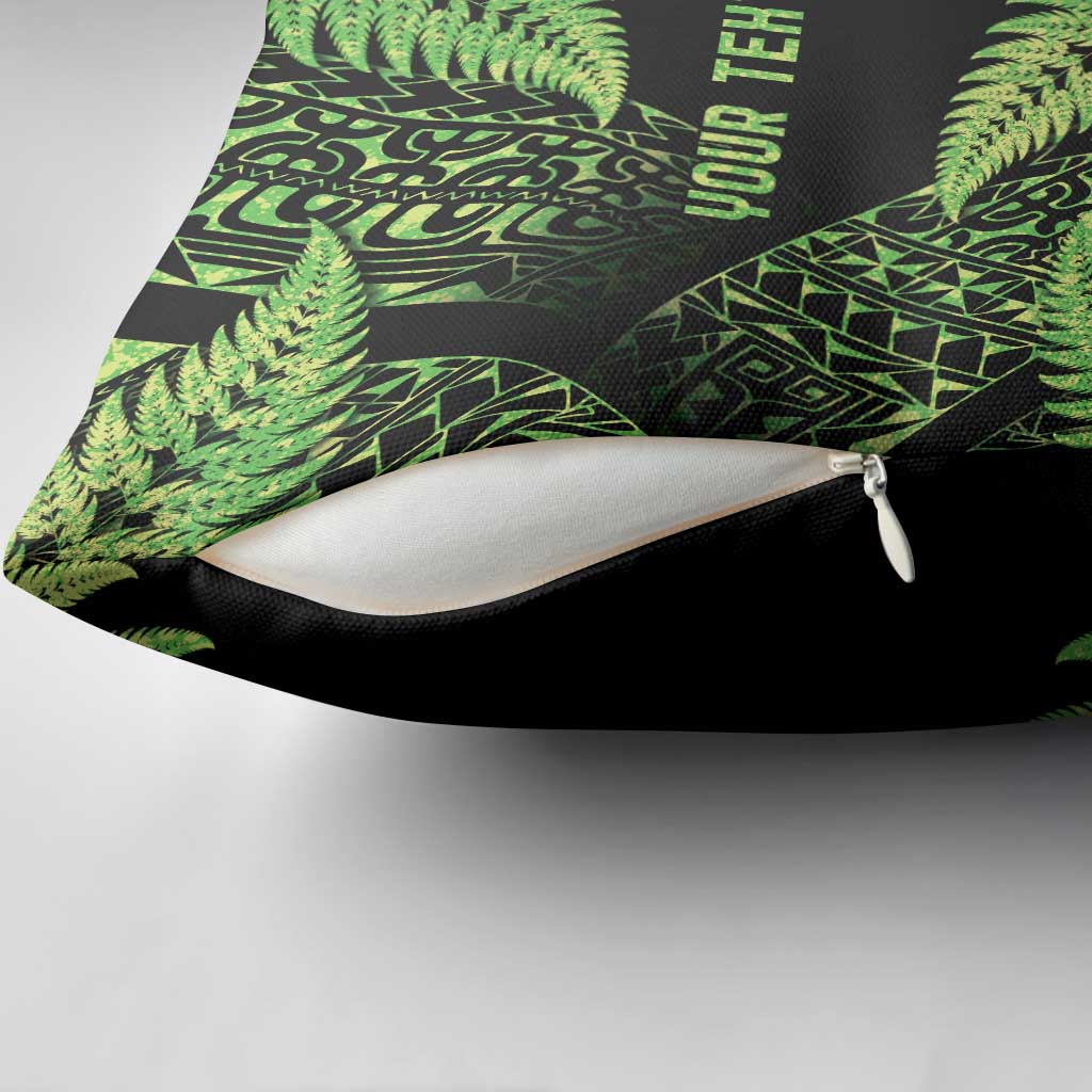 New Zealand Rugby Pacific Personalised Pillow Cover All Lime Maori Pasifika Fern Pattern - Polynesian Pride