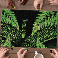 New Zealand Rugby Pacific Personalised Puzzle All Lime Maori Pasifika Fern Pattern - Polynesian Pride