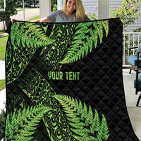 New Zealand Rugby Pacific Personalised Quilt All Lime Maori Pasifika Fern Pattern