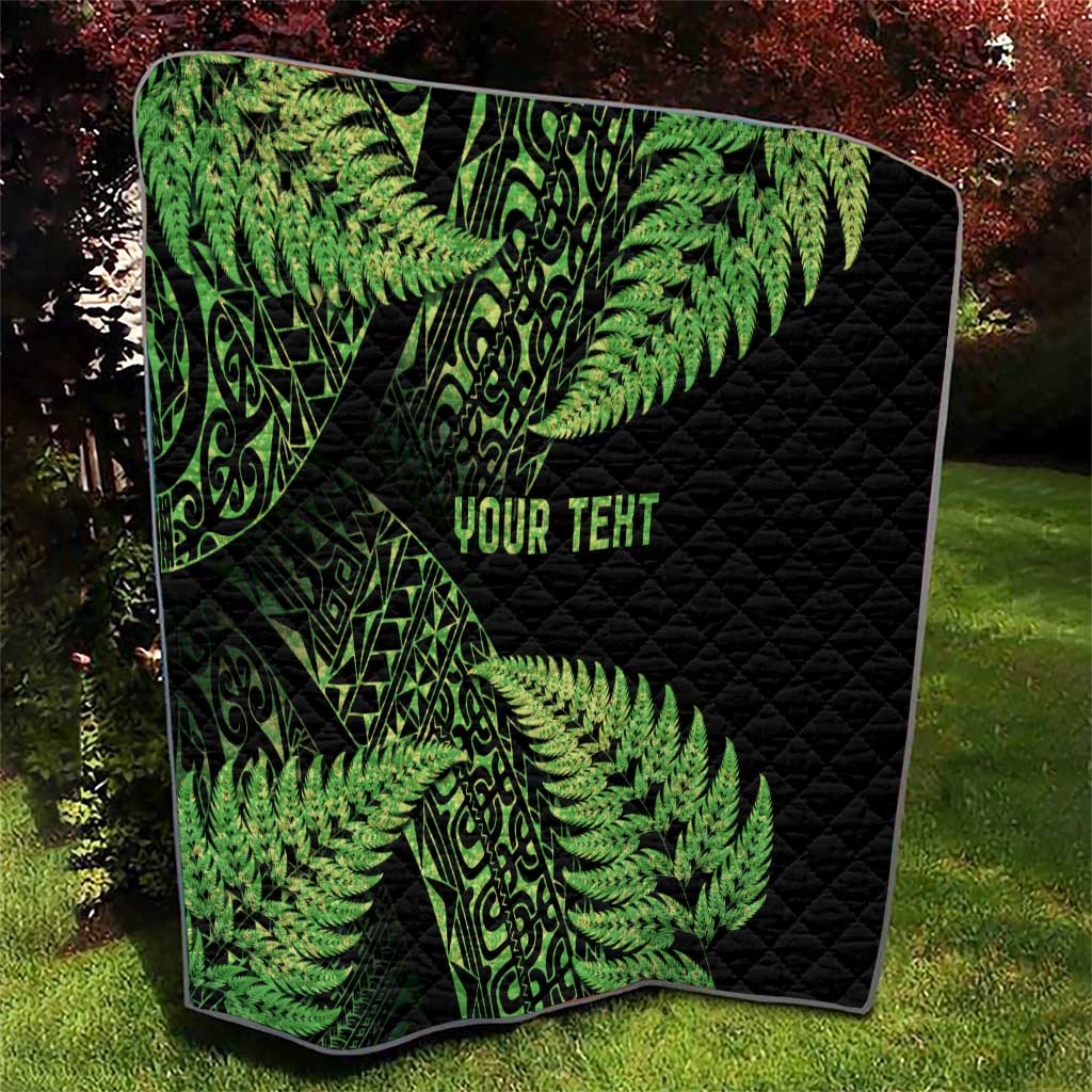 New Zealand Rugby Pacific Personalised Quilt All Lime Maori Pasifika Fern Pattern