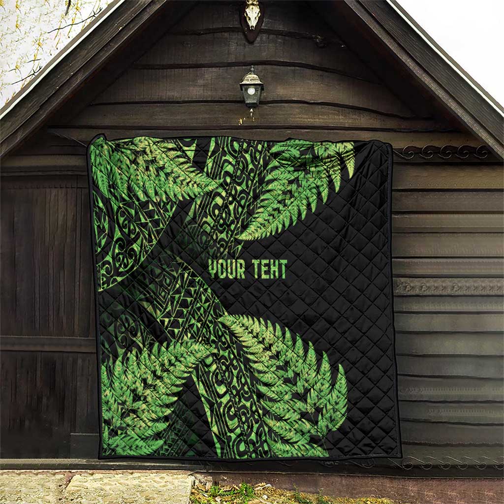 New Zealand Rugby Pacific Personalised Quilt All Lime Maori Pasifika Fern Pattern
