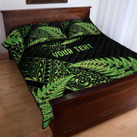 New Zealand Rugby Pacific Personalised Quilt Bed Set All Lime Maori Pasifika Fern Pattern