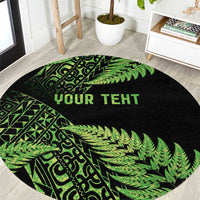 New Zealand Rugby Pacific Personalised Round Carpet All Lime Maori Pasifika Fern Pattern