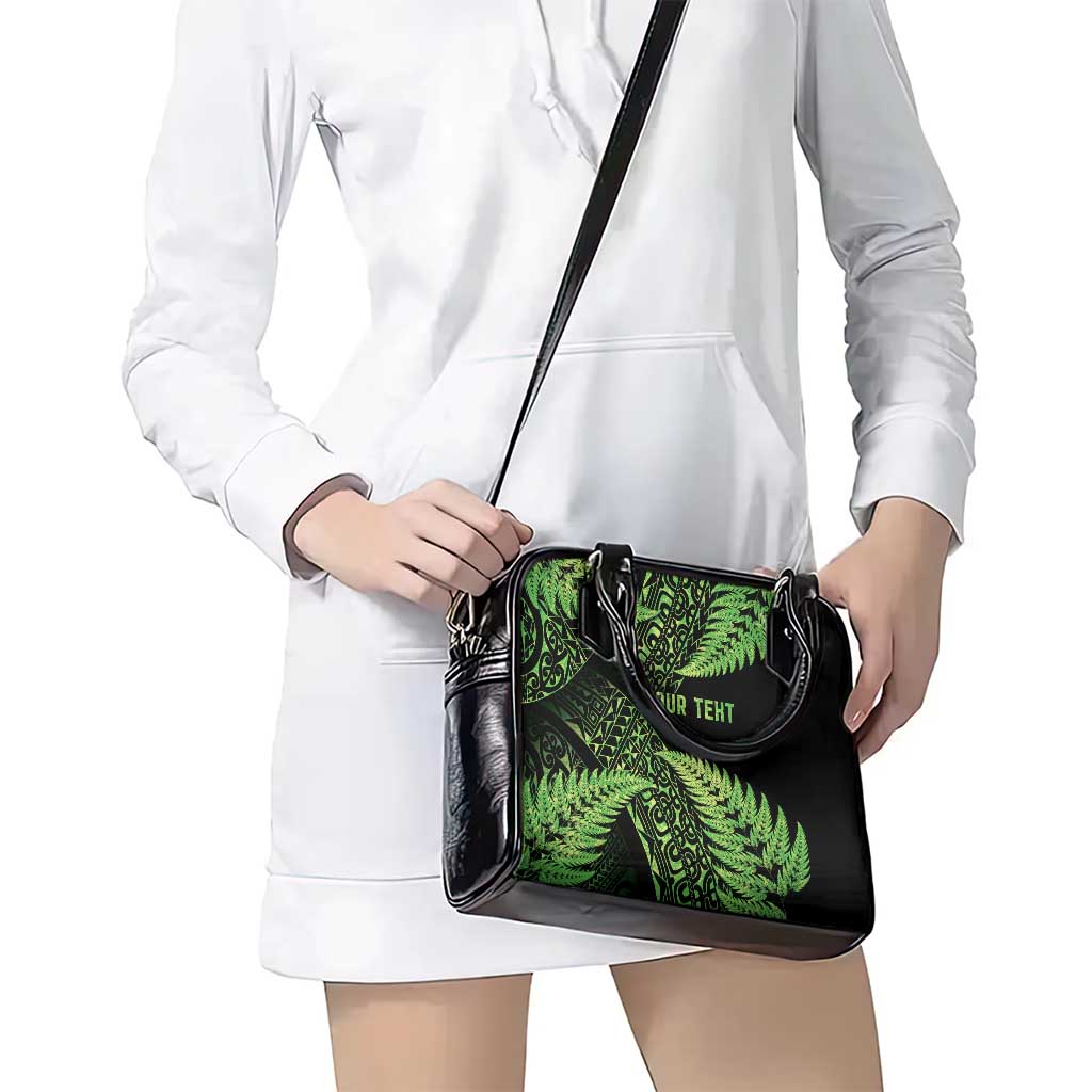 New Zealand Rugby Pacific Personalised Shoulder Handbag All Lime Maori Pasifika Fern Pattern