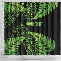New Zealand Rugby Pacific Personalised Shower Curtain All Lime Maori Pasifika Fern Pattern
