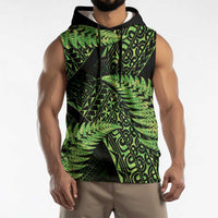 New Zealand Rugby Pacific Personalised Sleeveless Hoodie All Lime Maori Pasifika Fern Pattern - Polynesian Pride