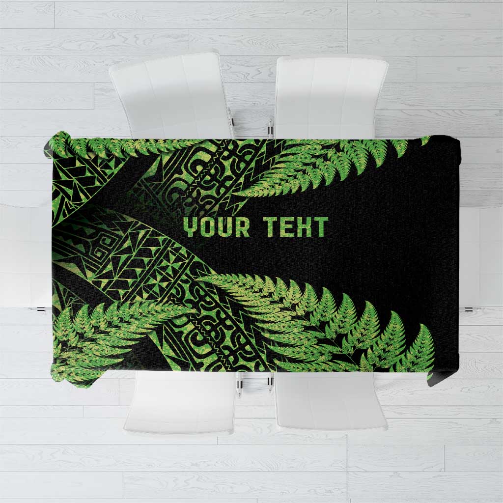 New Zealand Rugby Pacific Personalised Tablecloth All Lime Maori Pasifika Fern Pattern