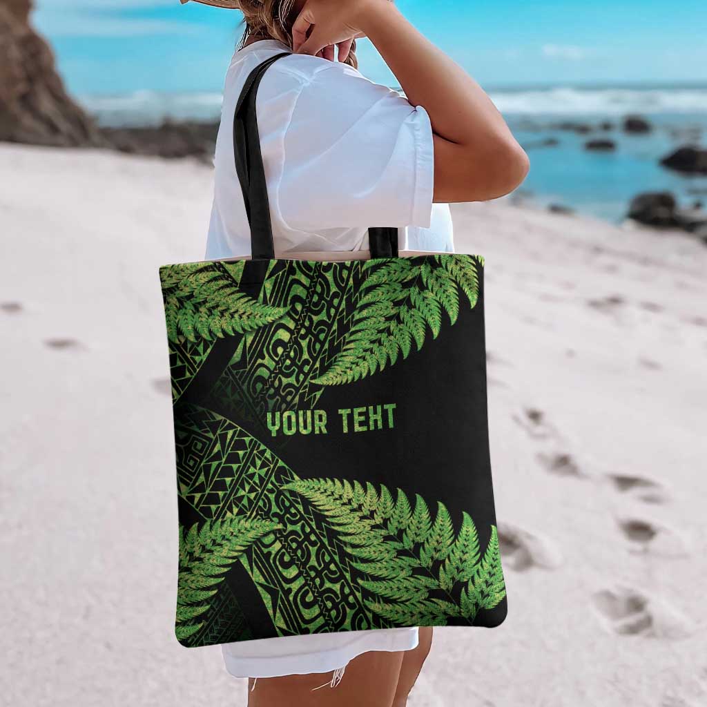 New Zealand Rugby Pacific Personalised Tote Bag All Lime Maori Pasifika Fern Pattern - Polynesian Pride