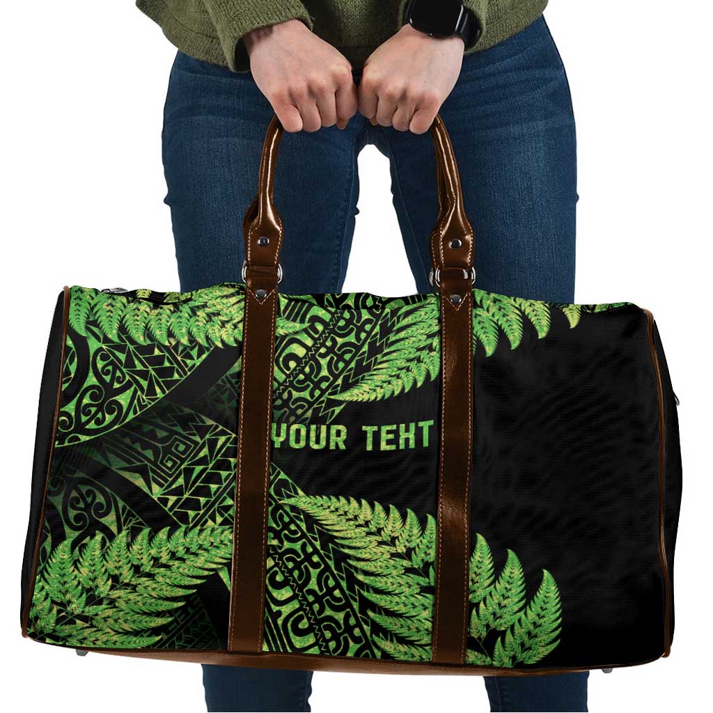 New Zealand Rugby Pacific Personalised Travel Bag All Lime Maori Pasifika Fern Pattern - Polynesian Pride