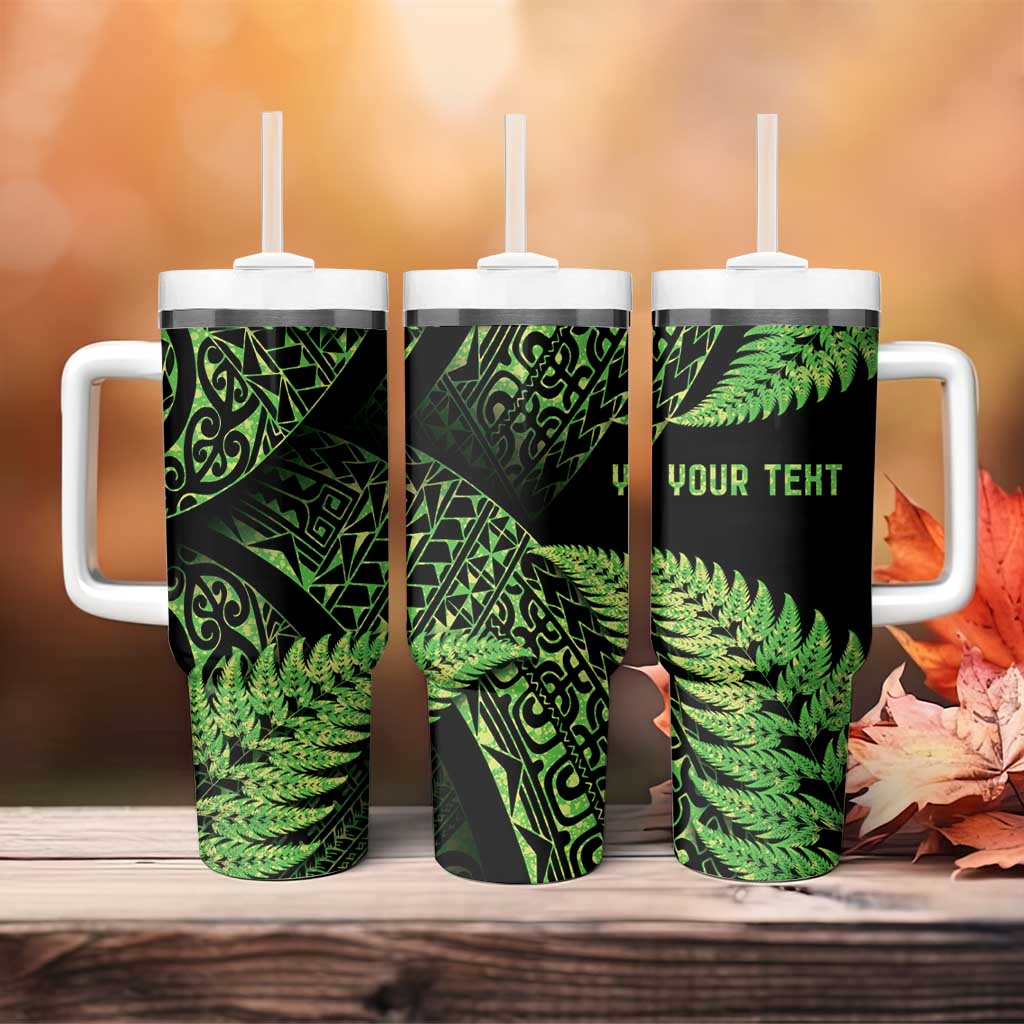 New Zealand Rugby Pacific Personalised Tumbler With Handle All Lime Maori Pasifika Fern Pattern