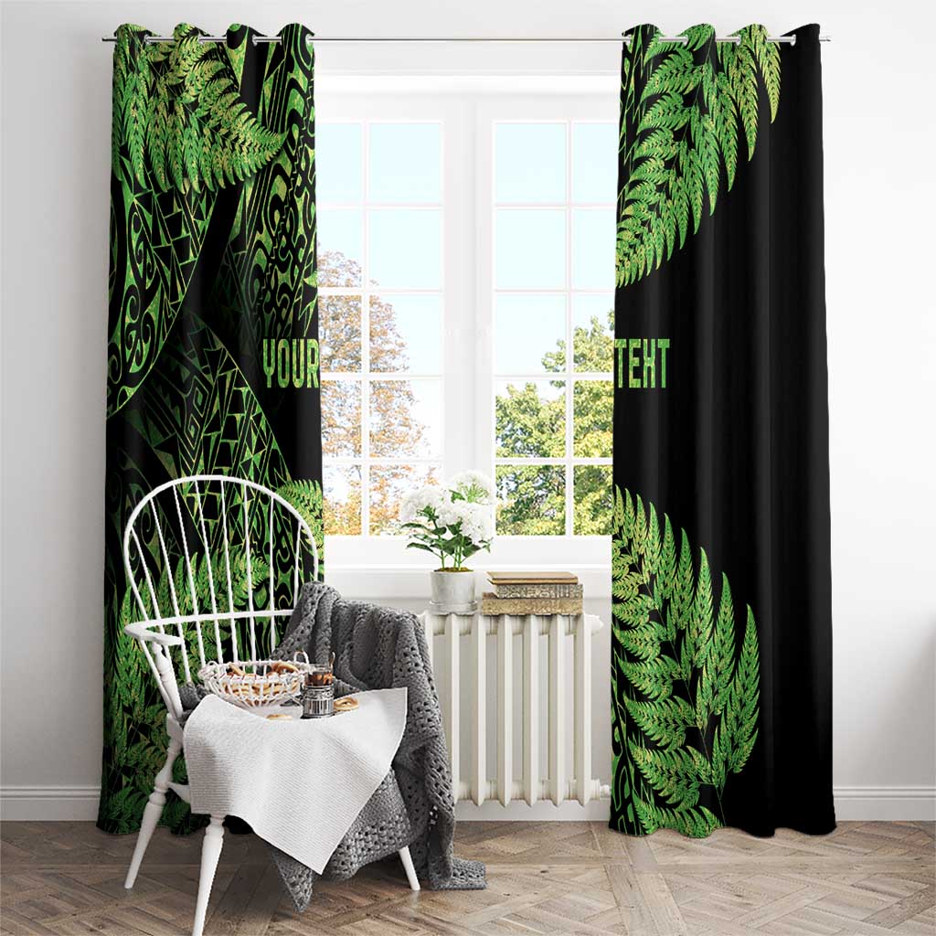 New Zealand Rugby Pacific Personalised Window Curtain All Lime Maori Pasifika Fern Pattern