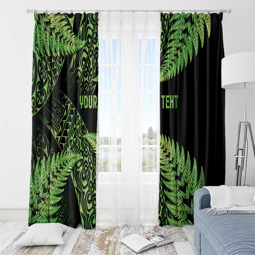 New Zealand Rugby Pacific Personalised Window Curtain All Lime Maori Pasifika Fern Pattern