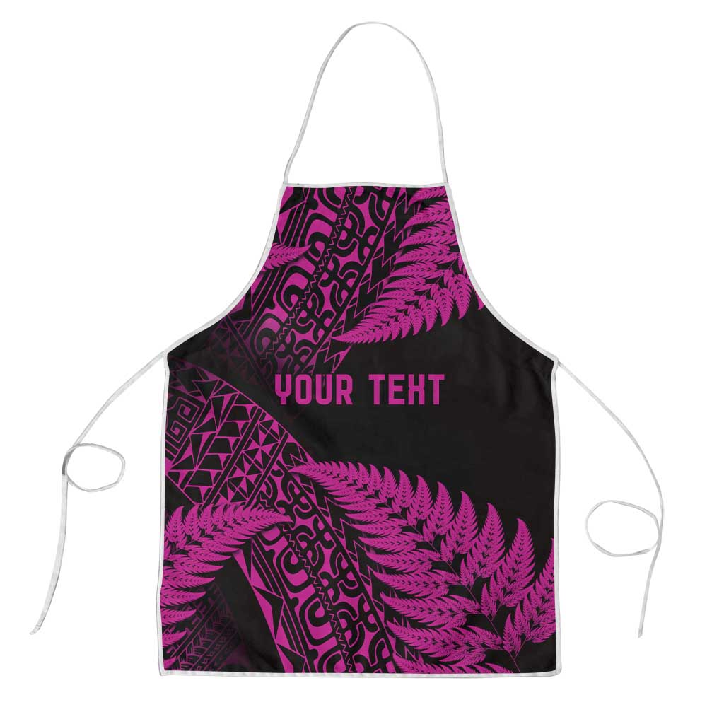 New Zealand Rugby Pacific Personalised Apron All Pink Maori Pasifika Fern Pattern - Polynesian Pride