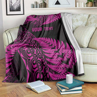 New Zealand Rugby Pacific Personalised Blanket All Pink Maori Pasifika Fern Pattern