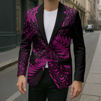 New Zealand Rugby Pacific Personalised Blazer All Pink Maori Pasifika Fern Pattern - Polynesian Pride