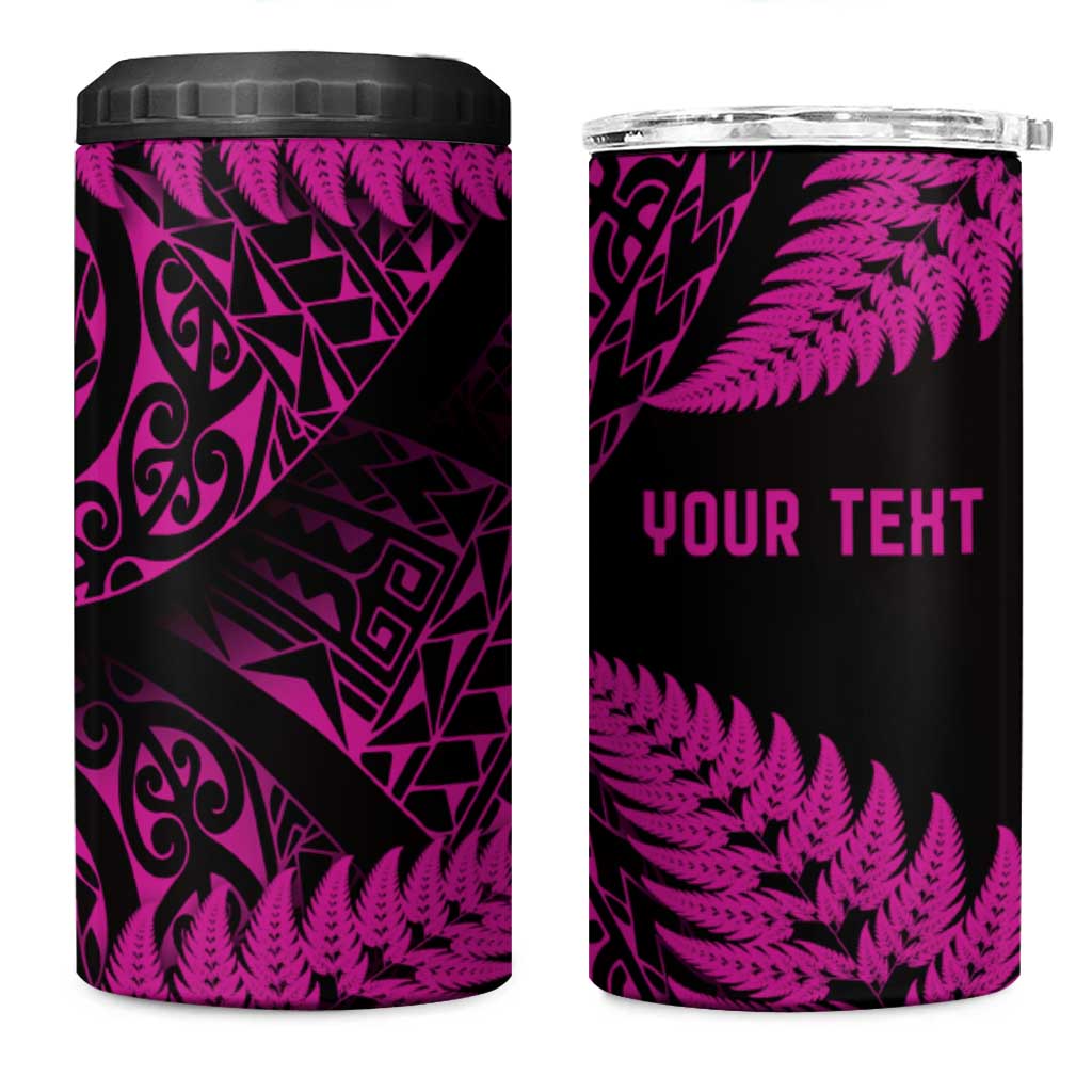 New Zealand Rugby Pacific Personalised 4 in 1 Can Cooler Tumbler All Pink Maori Pasifika Fern Pattern