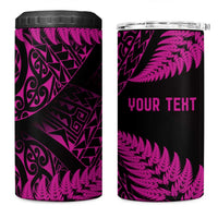 New Zealand Rugby Pacific Personalised 4 in 1 Can Cooler Tumbler All Pink Maori Pasifika Fern Pattern