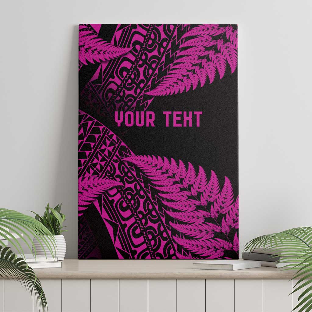New Zealand Rugby Pacific Personalised Canvas Wall Art All Pink Maori Pasifika Fern Pattern