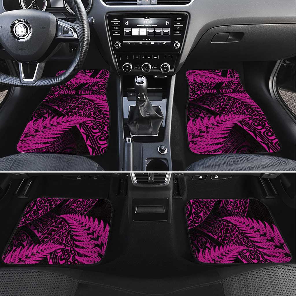 New Zealand Rugby Pacific Personalised Car Mats All Pink Maori Pasifika Fern Pattern