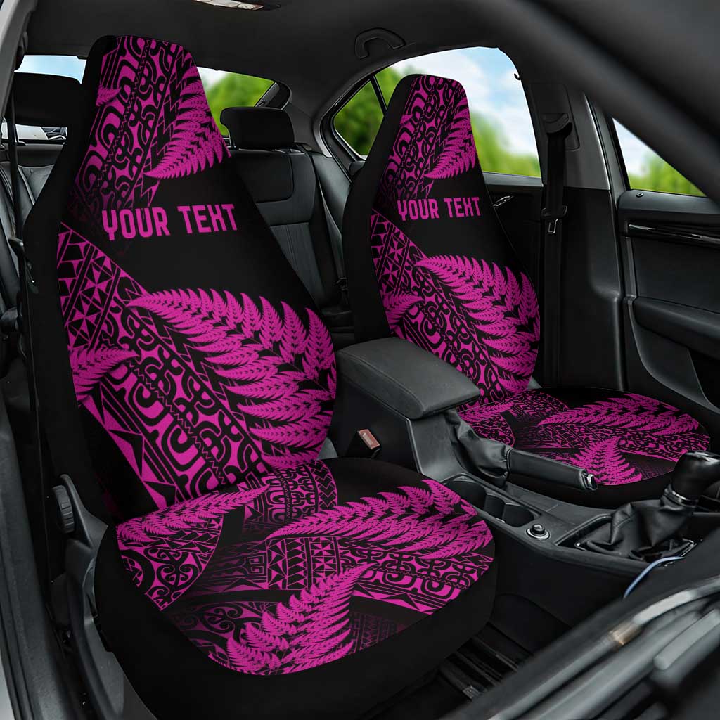 New Zealand Rugby Pacific Personalised Car Seat Cover All Pink Maori Pasifika Fern Pattern