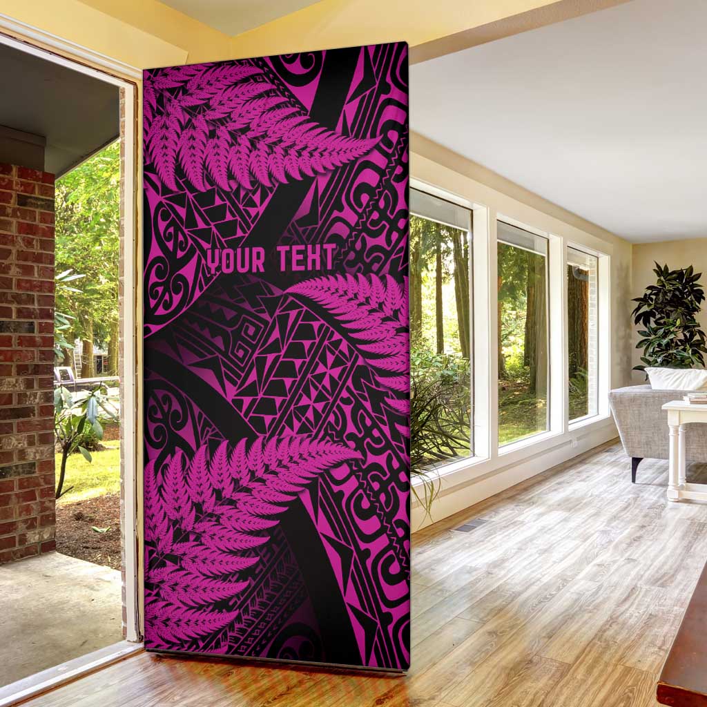 New Zealand Rugby Pacific Personalised Door Cover All Pink Maori Pasifika Fern Pattern - Polynesian Pride