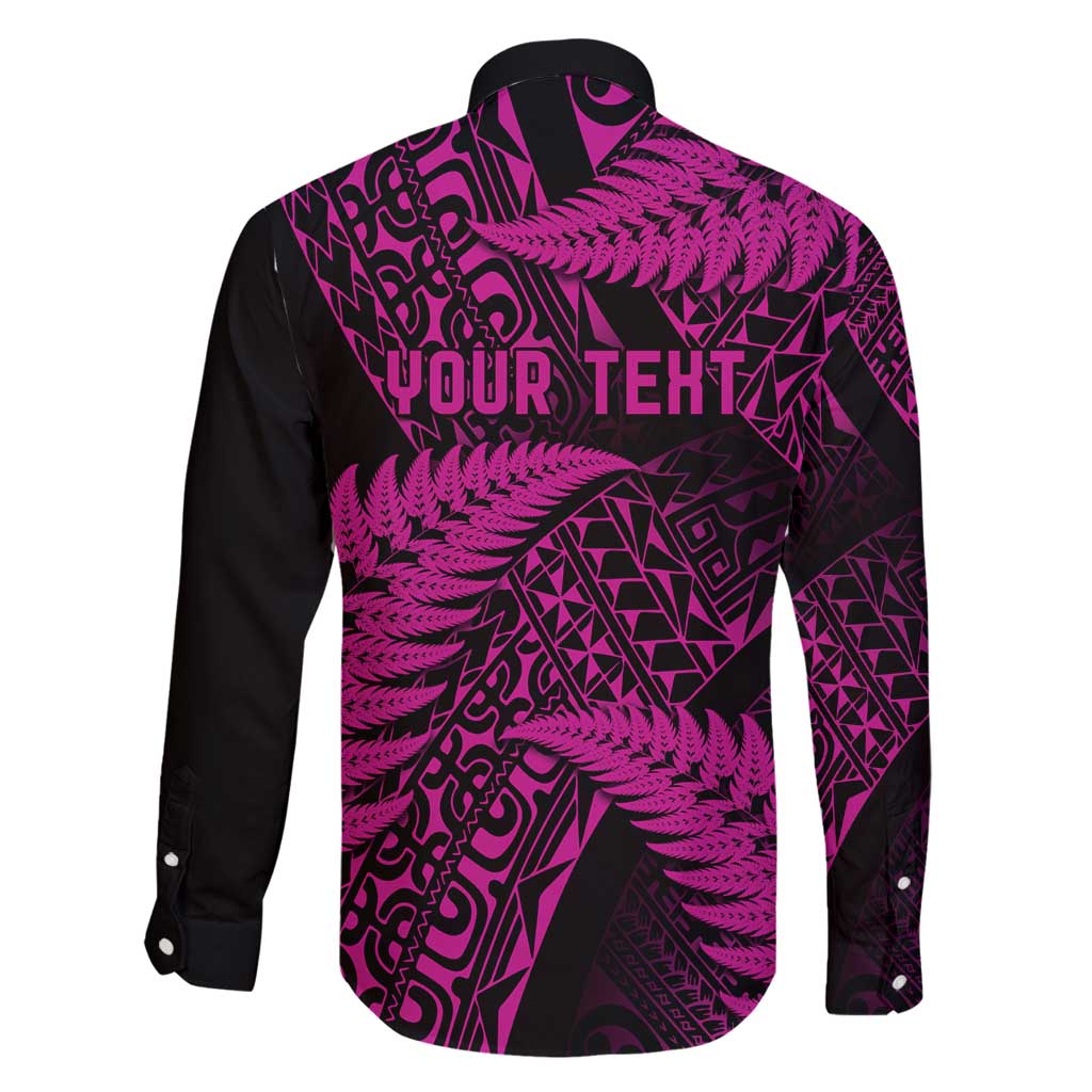 New Zealand Rugby Pacific Personalised Family Matching Long Sleeve Bodycon Dress and Hawaiian Shirt All Pink Maori Pasifika Fern Pattern