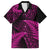 New Zealand Rugby Pacific Personalised Family Matching Off The Shoulder Long Sleeve Dress and Hawaiian Shirt All Pink Maori Pasifika Fern Pattern