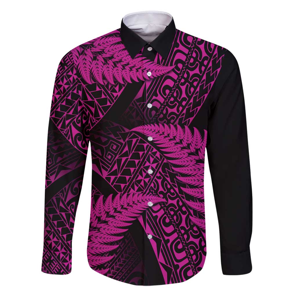 New Zealand Rugby Pacific Personalised Family Matching Puletasi and Hawaiian Shirt All Pink Maori Pasifika Fern Pattern