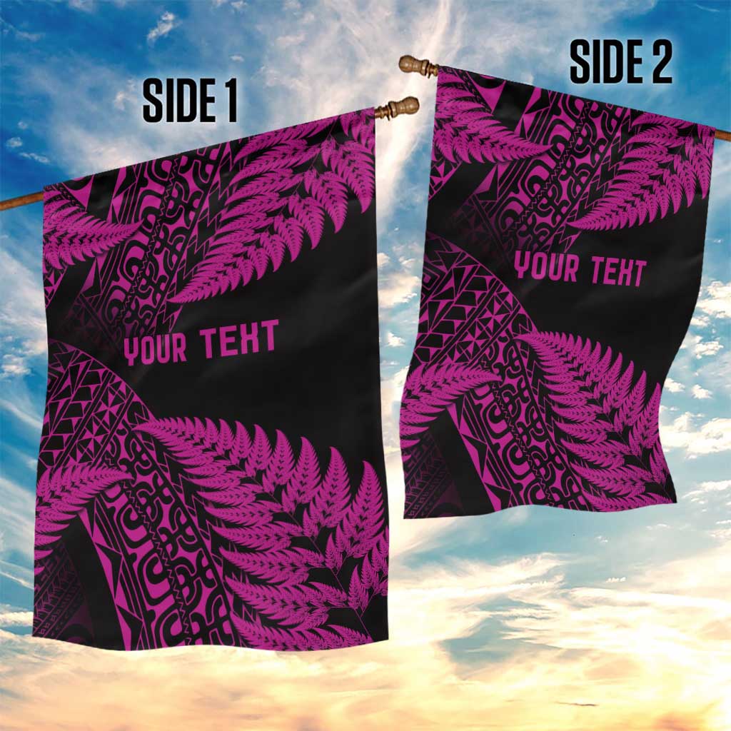 New Zealand Rugby Pacific Personalised Garden Flag All Pink Maori Pasifika Fern Pattern