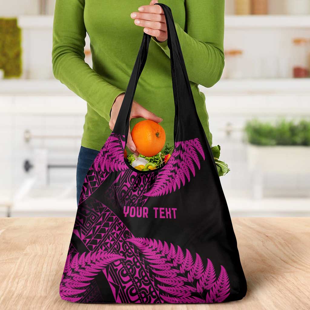 New Zealand Rugby Pacific Personalised Grocery Bag All Pink Maori Pasifika Fern Pattern