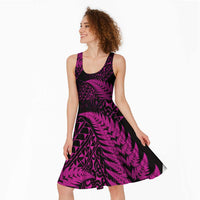 New Zealand Rugby Pacific Personalised Midi Dress All Pink Maori Pasifika Fern Pattern - Polynesian Pride