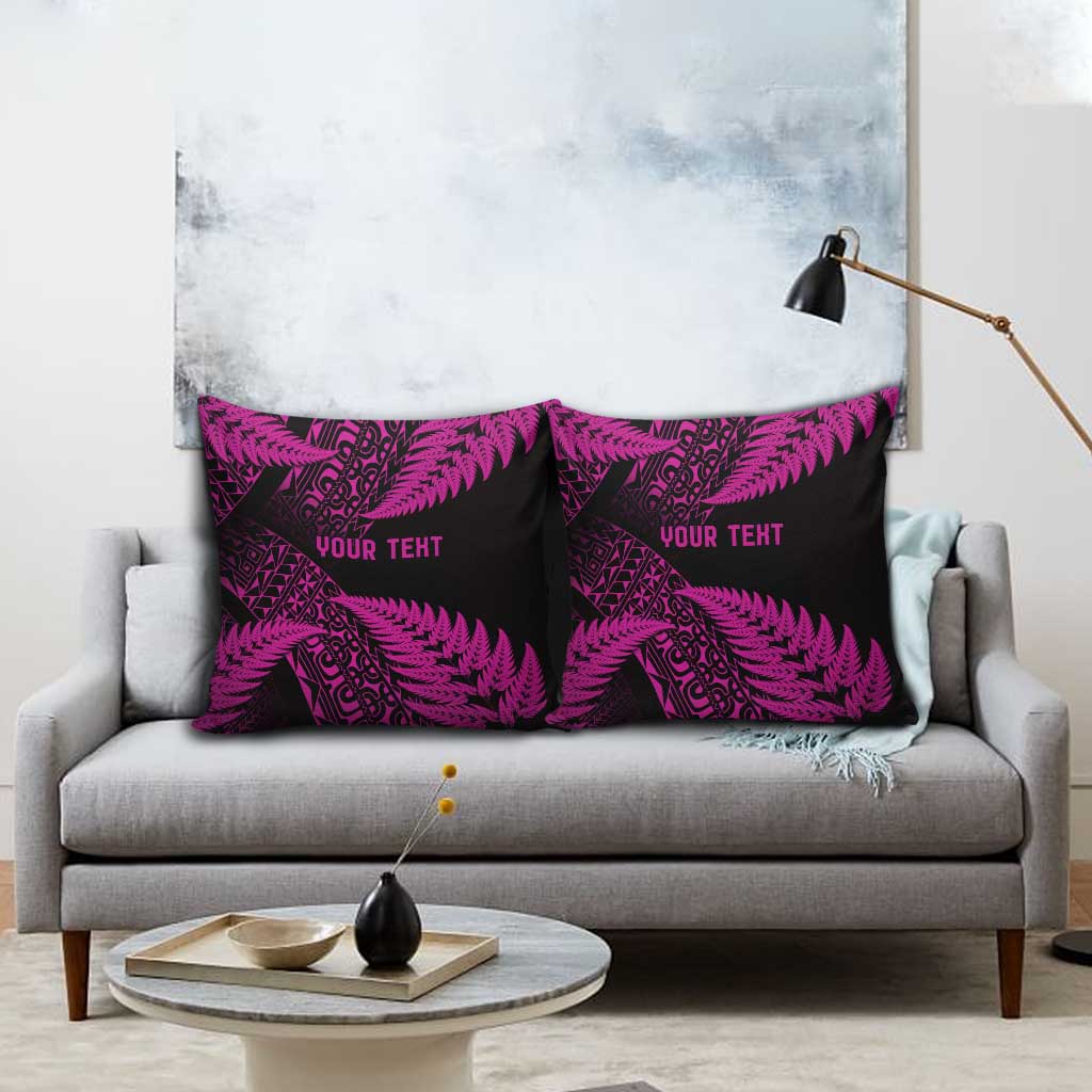 New Zealand Rugby Pacific Personalised Pillow Cover All Pink Maori Pasifika Fern Pattern - Polynesian Pride