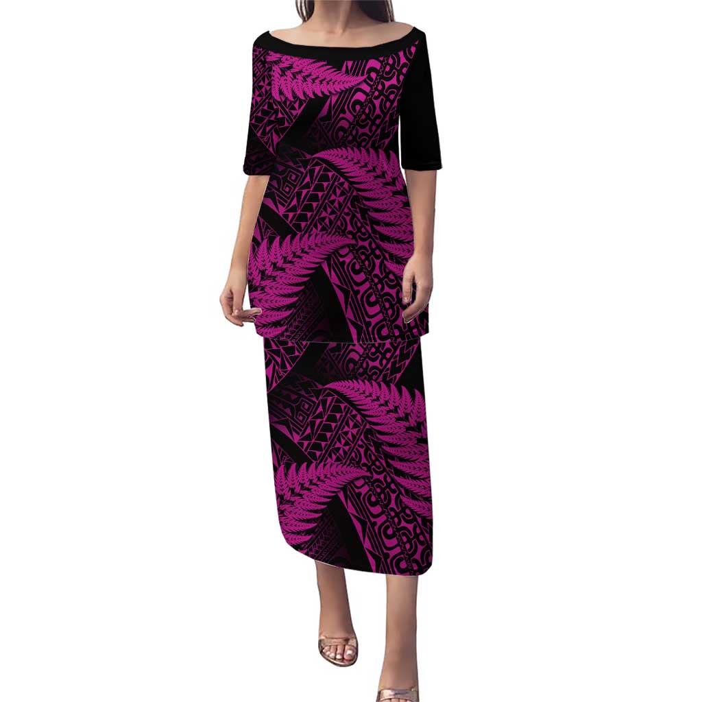 New Zealand Rugby Pacific Personalised Puletasi All Pink Maori Pasifika Fern Pattern