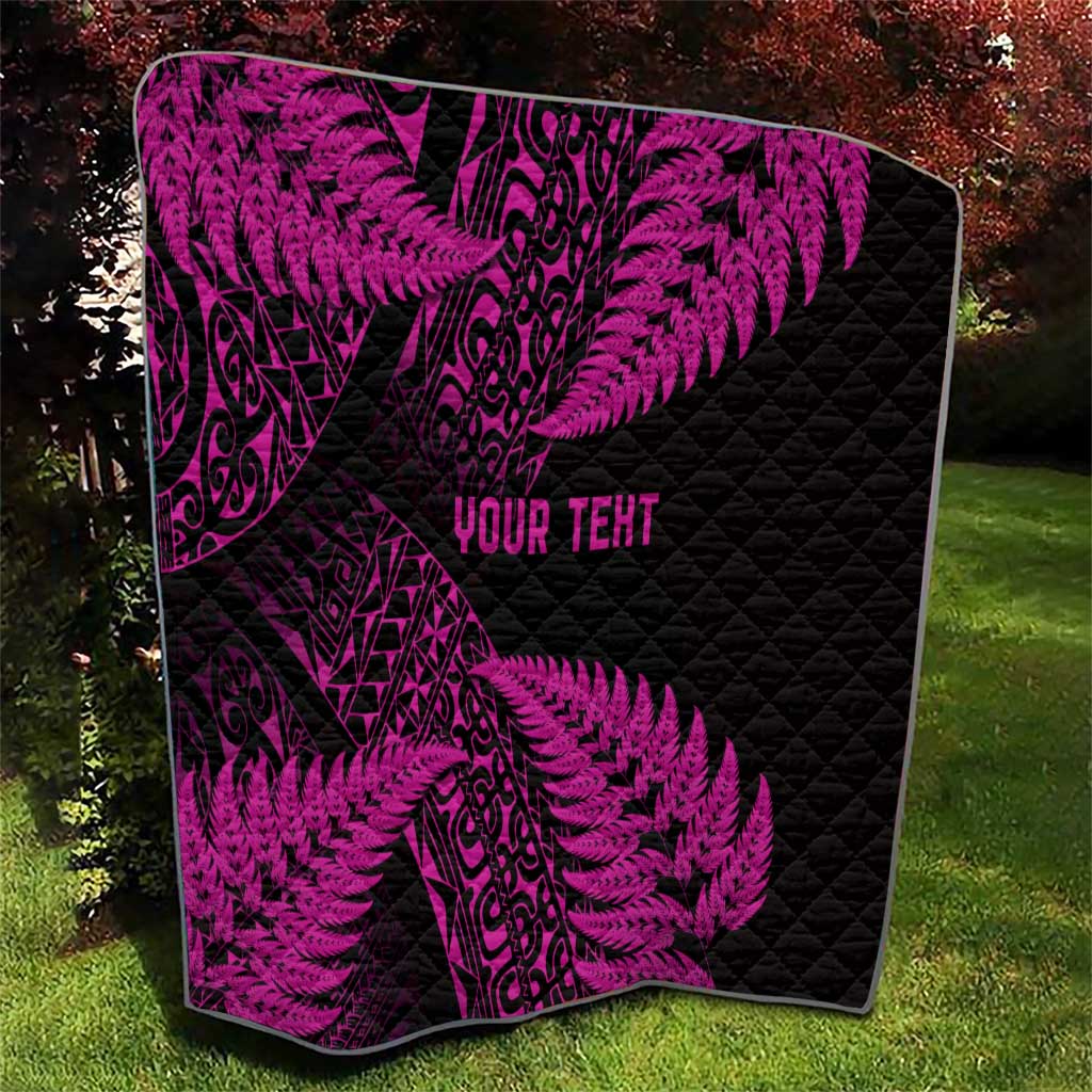 New Zealand Rugby Pacific Personalised Quilt All Pink Maori Pasifika Fern Pattern