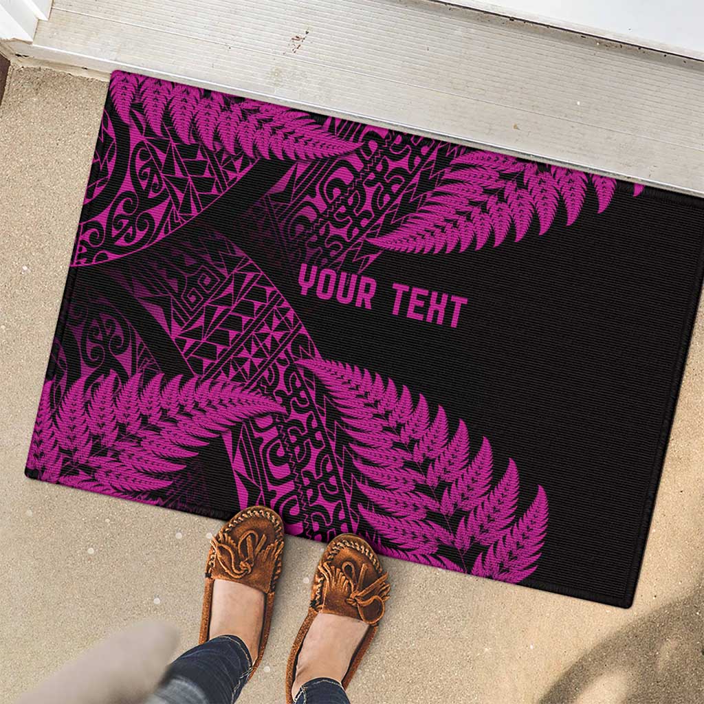 New Zealand Rugby Pacific Personalised Rubber Doormat All Pink Maori Pasifika Fern Pattern