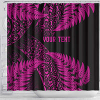 New Zealand Rugby Pacific Personalised Shower Curtain All Pink Maori Pasifika Fern Pattern