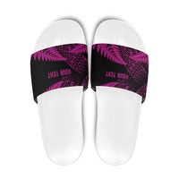 New Zealand Rugby Pacific Personalised Slide Sandals All Pink Maori Pasifika Fern Pattern - Polynesian Pride
