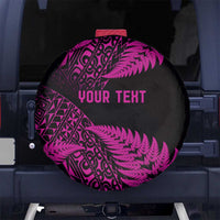 New Zealand Rugby Pacific Personalised Spare Tire Cover All Pink Maori Pasifika Fern Pattern