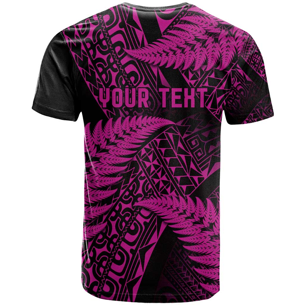 New Zealand Rugby Pacific Personalised T Shirt All Pink Maori Pasifika Fern Pattern