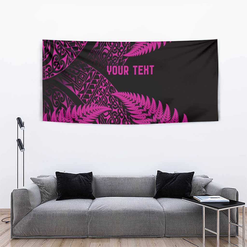 New Zealand Rugby Pacific Personalised Tapestry All Pink Maori Pasifika Fern Pattern