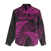 New Zealand Rugby Pacific Personalised Women Casual Shirt All Pink Maori Pasifika Fern Pattern
