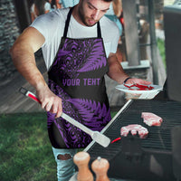 New Zealand Rugby Pacific Personalised Apron All Purple Maori Pasifika Fern Pattern - Polynesian Pride