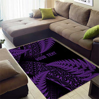 New Zealand Rugby Pacific Personalised Area Rug All Purple Maori Pasifika Fern Pattern