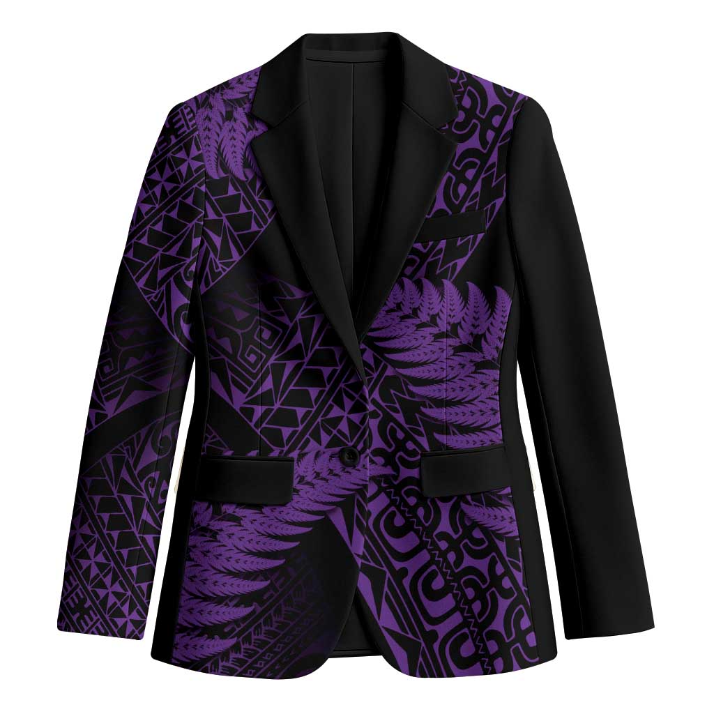 New Zealand Rugby Pacific Personalised Blazer All Purple Maori Pasifika Fern Pattern - Polynesian Pride