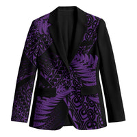 New Zealand Rugby Pacific Personalised Blazer All Purple Maori Pasifika Fern Pattern - Polynesian Pride